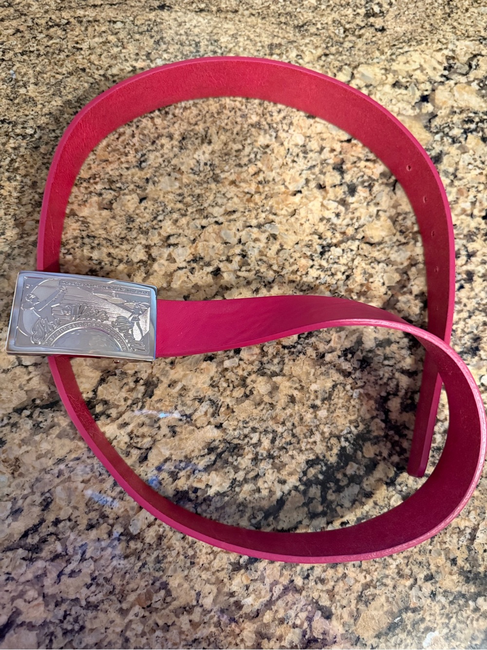 White Barn Hot Pink Leather Belt with Silver Buckle